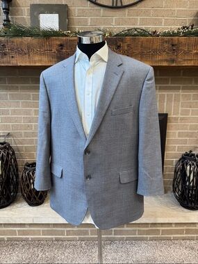 Jos. A. Bank mens 46R gray blue check traveler 2-button sport coat EUC